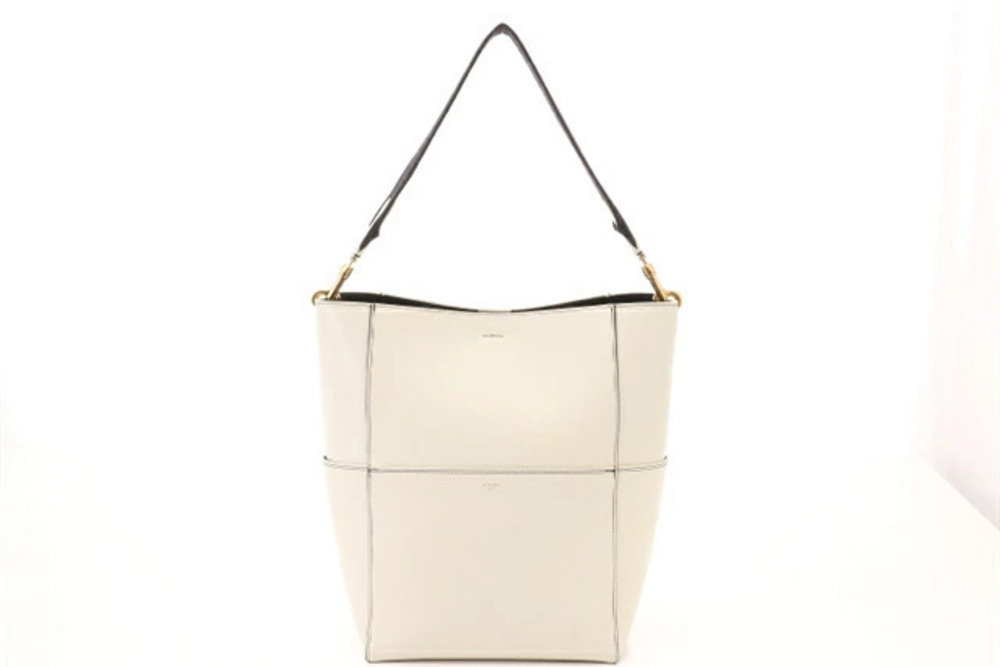 Celine Sau Sangle Shoulder Bag Calfskin White